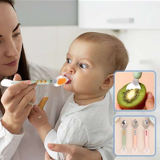 Cuillère pour bebe | Douceur Silicone - Mon paradis bébé