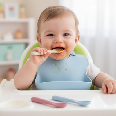 Cuillère bébé | Ergonomique Silicone Souple - Mon paradis bébé