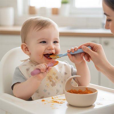 Cuillère bébé | Ergonomique Silicone Souple - Mon paradis bébé